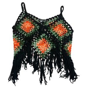 Crochet Beach Colorful Coverup Top size S